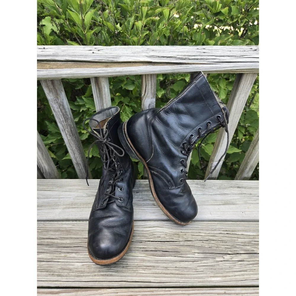 Vintage 1960s BF Goodrich 7-66 Black Military Combat Boots Sz 9W Slip knot